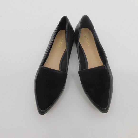 ALDO Black Slip-on Flats with Gold Trim size 5.5 - Picture 2 of 4